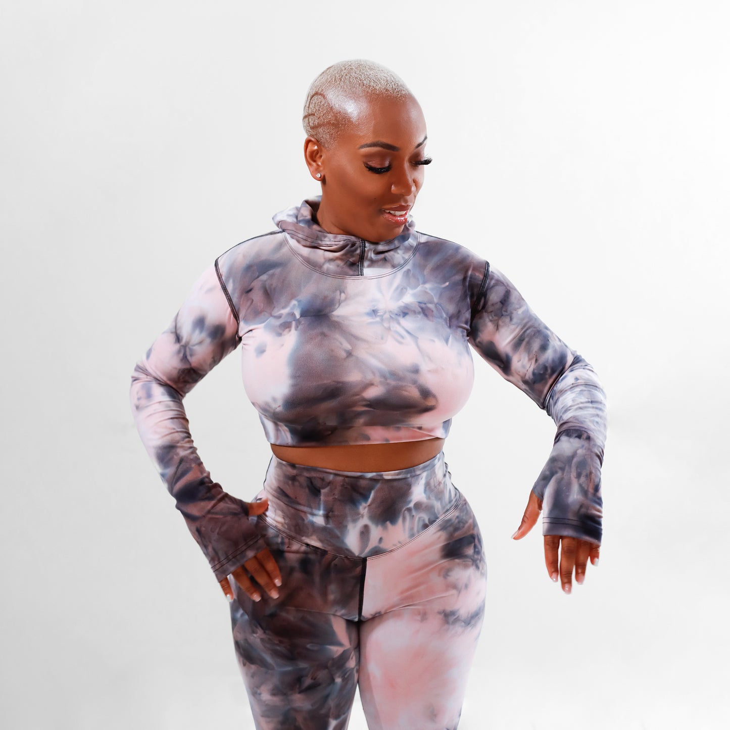 Get It Girl Pink and Gray Tie Dye Two Piece Set