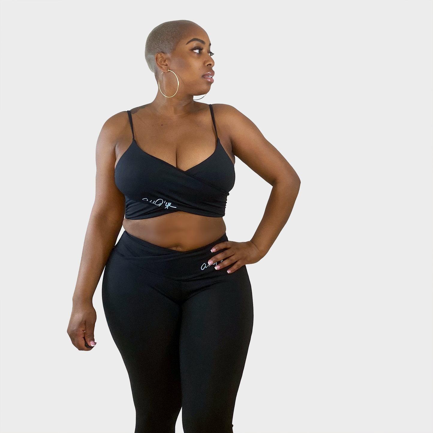 Nobody’s Fool Women's Two Piece Black Crisscross Crop Top