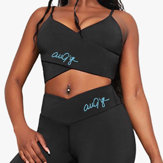 Nobody’s Fool Women's Two Piece Black Crisscross Crop Top