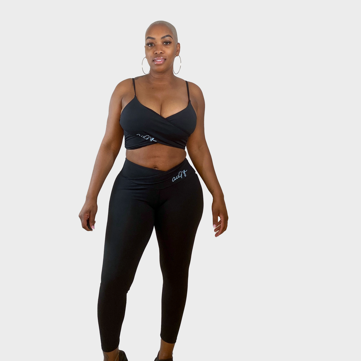 Nobody’s Fool Women's Two Piece Black Crisscross Crop Top