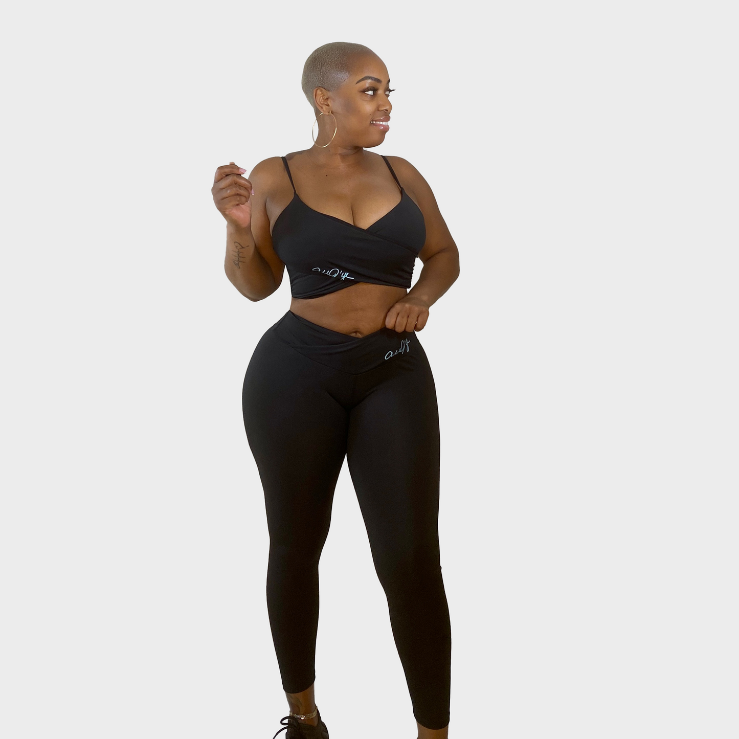 Nobody’s Fool Women's Two Piece Black Crisscross Crop Top