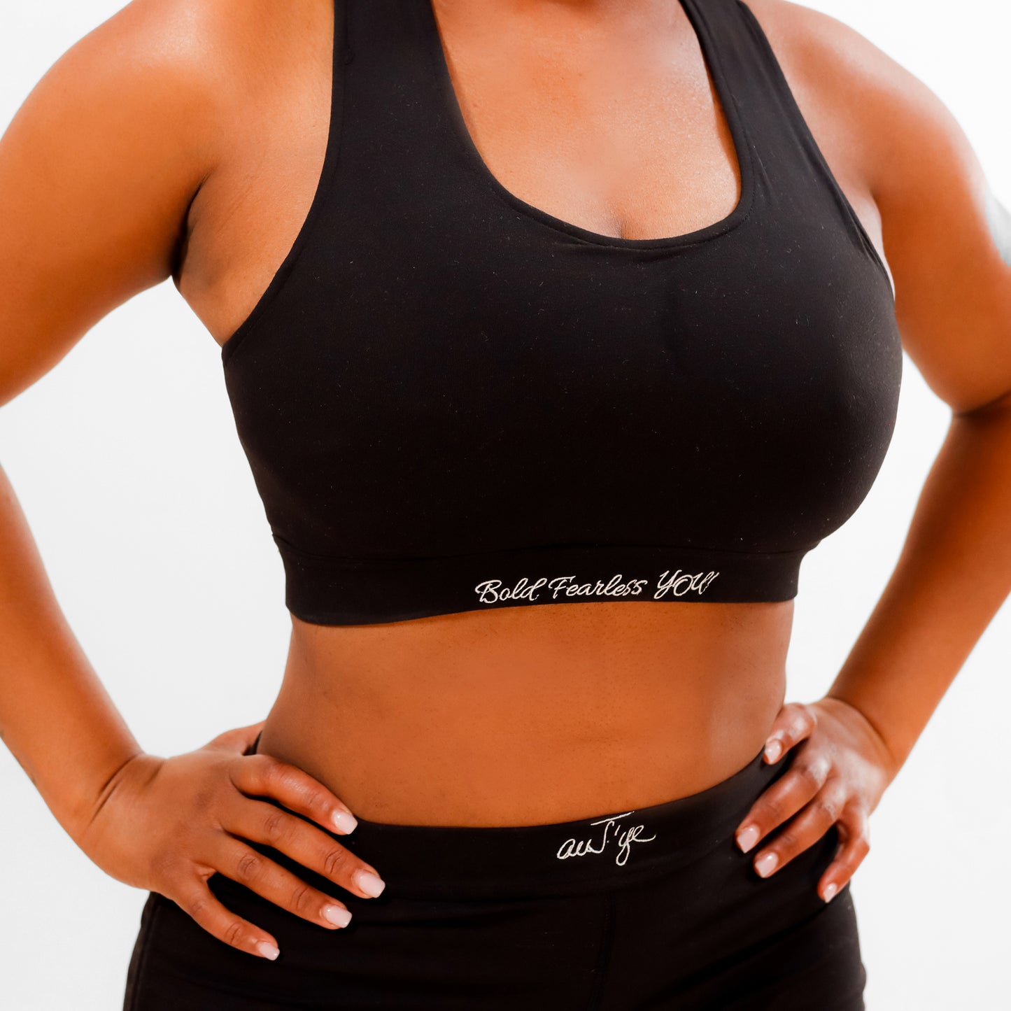 Crush Women's Black auJ’ye Drawstring Two Piece Shorts and Sports Bra