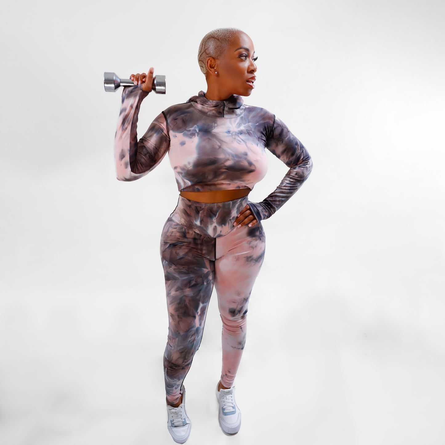 Get It Girl Pink and Gray Tie Dye Two Piece Set